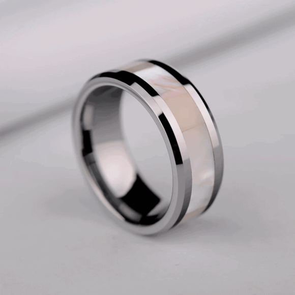 anello in madreperla argento per uomo vestibilità comoda design in stile moderno