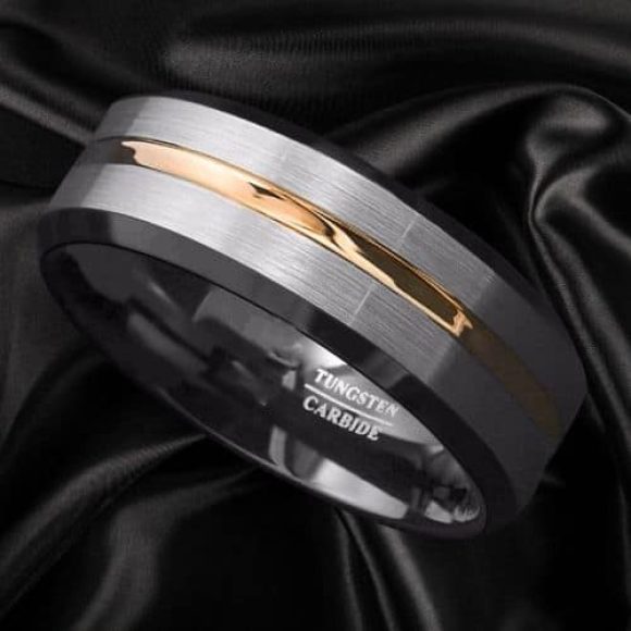 Anello in carburo di tungsteno per uomo - Nero, argento e oro design moderno 6 mm 8 mm